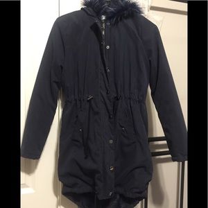 Navy blue parka